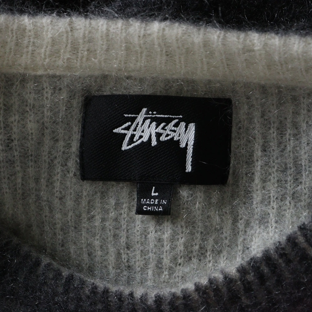 STUSSY(ステューシー) 22AW Brushed Dot Sweater ブラッシュド ドット モヘア ニットセーター グレー/ピンク 117162