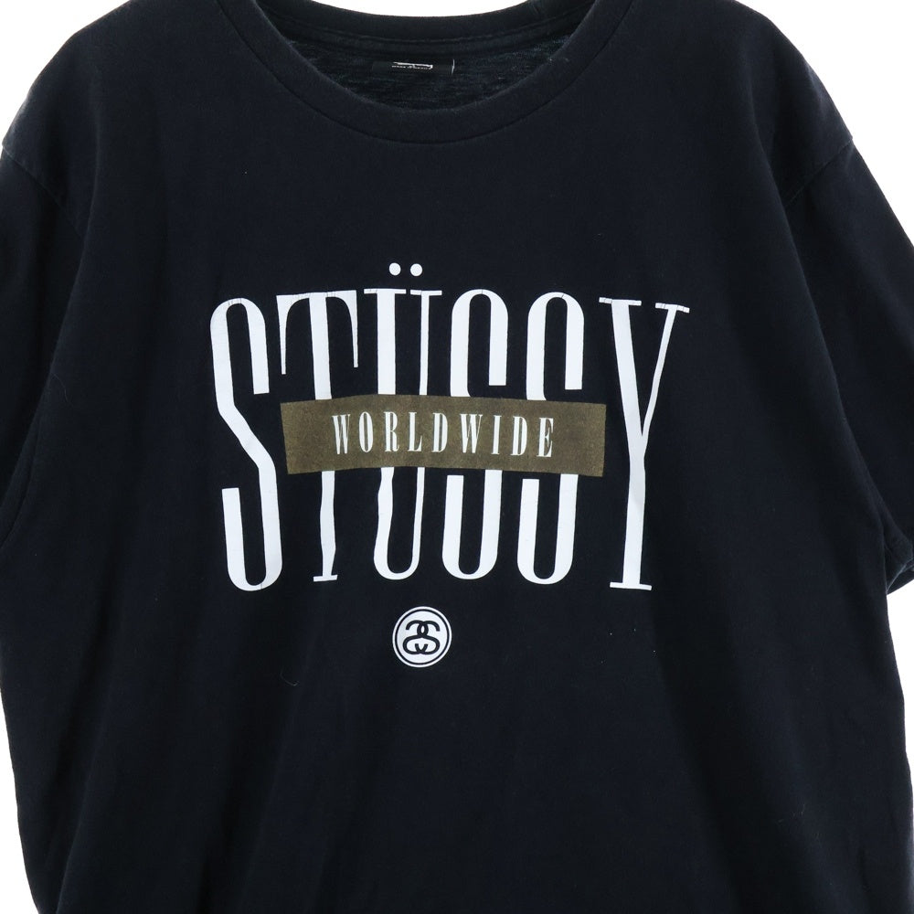 STUSSY(ステューシー) WORLDWIDE SS LINK メキシコ製 フロントプリント半袖Tシャツ カットソー ブラック