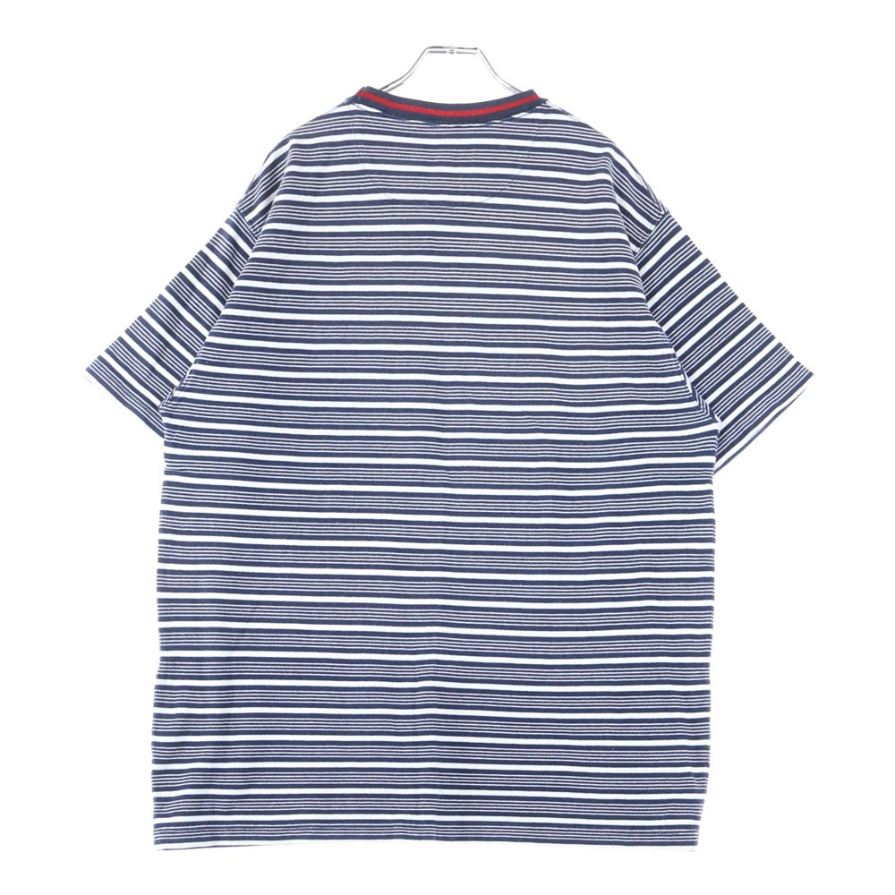 CHAPS RALPH LAUREN(チャップス ラルフローレン) 90s VINTAGE コットン マルチボーダー 半袖ポケットTシャツ カットソー ホワイト/ネイビー