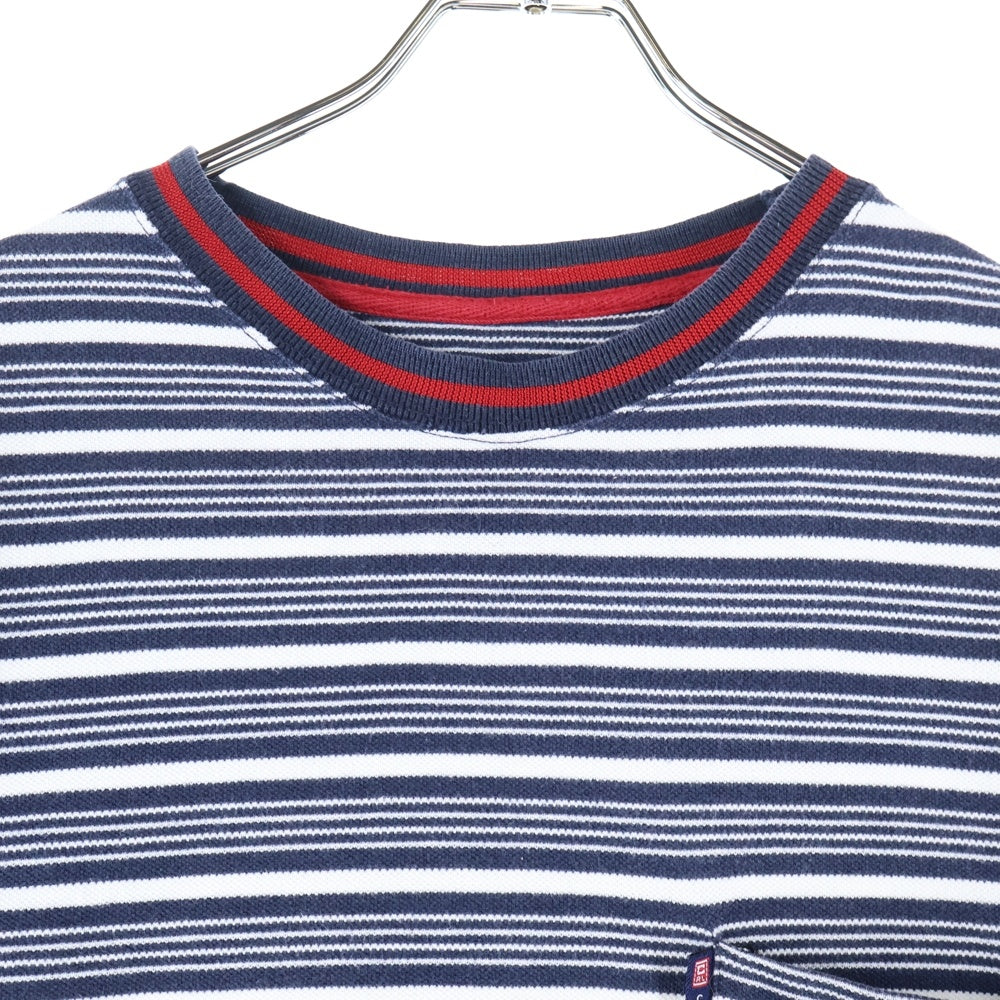 CHAPS RALPH LAUREN(チャップス ラルフローレン) 90s VINTAGE コットン マルチボーダー 半袖ポケットTシャツ カットソー ホワイト/ネイビー
