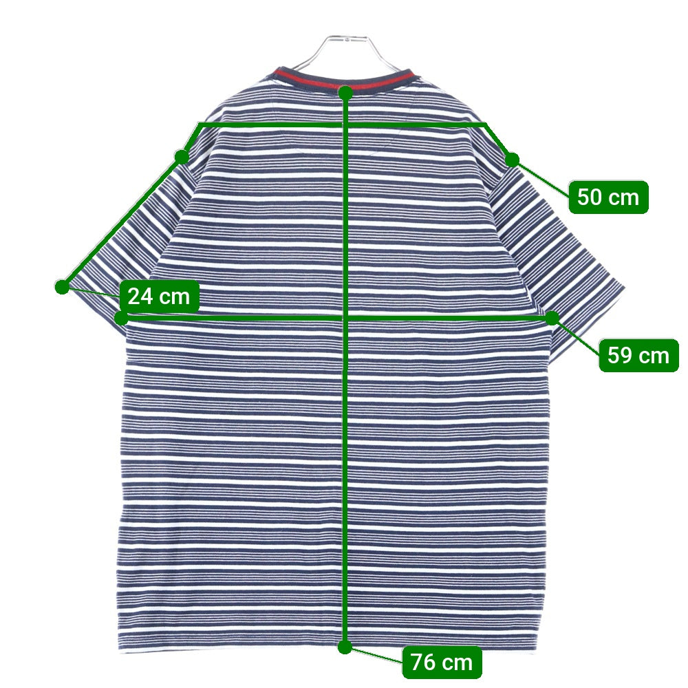 CHAPS RALPH LAUREN(チャップス ラルフローレン) 90s VINTAGE コットン マルチボーダー 半袖ポケットTシャツ カットソー ホワイト/ネイビー