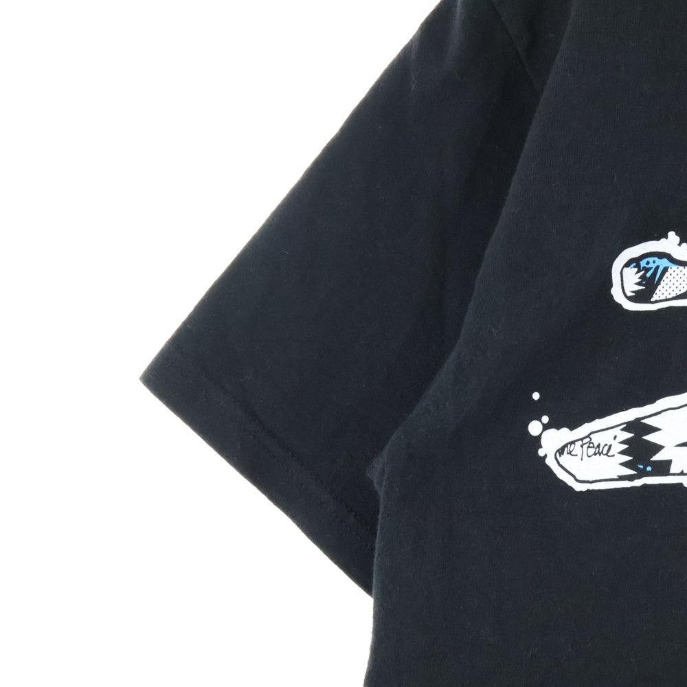 STUSSY(ステューシー) ロゴプリント コットン クルーネック半袖Tシャツ カットソー ブラック CA-28629