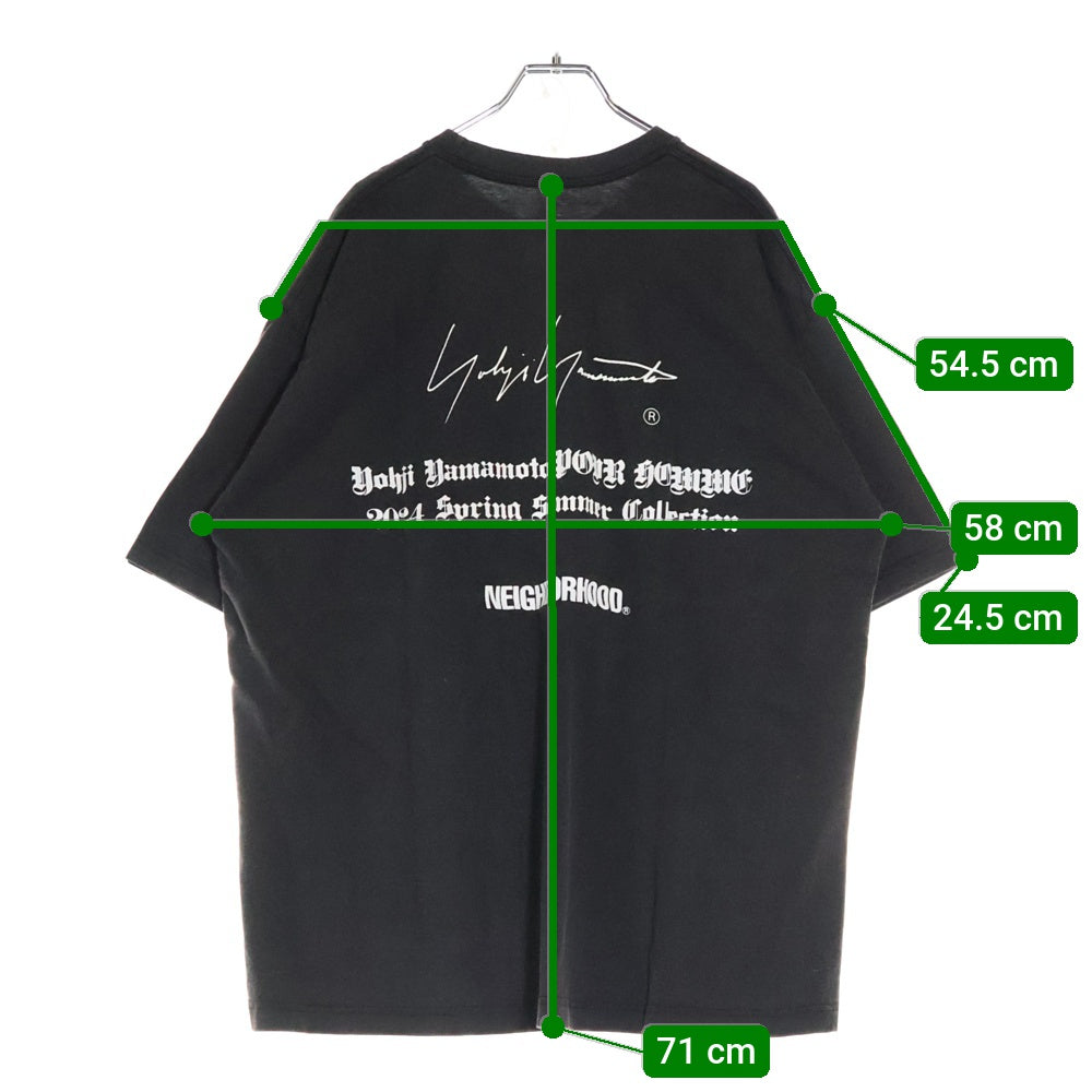 Yohji Yamamoto POUR HOMME(ヨウジヤマモト プールオム) 24SS × NEIGHBORHOOOD クルーネック半袖Tシャツ カットソー グレー HS-T81-286
