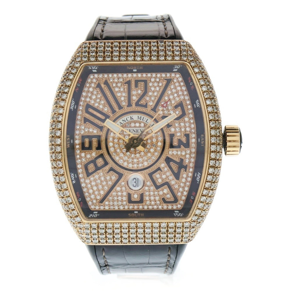 FRANCK MULLER(フランクミュラー) ヴァンガード 全面アフターダイヤ V45 SC DT 腕時計 ブラック/ピンクゴールド