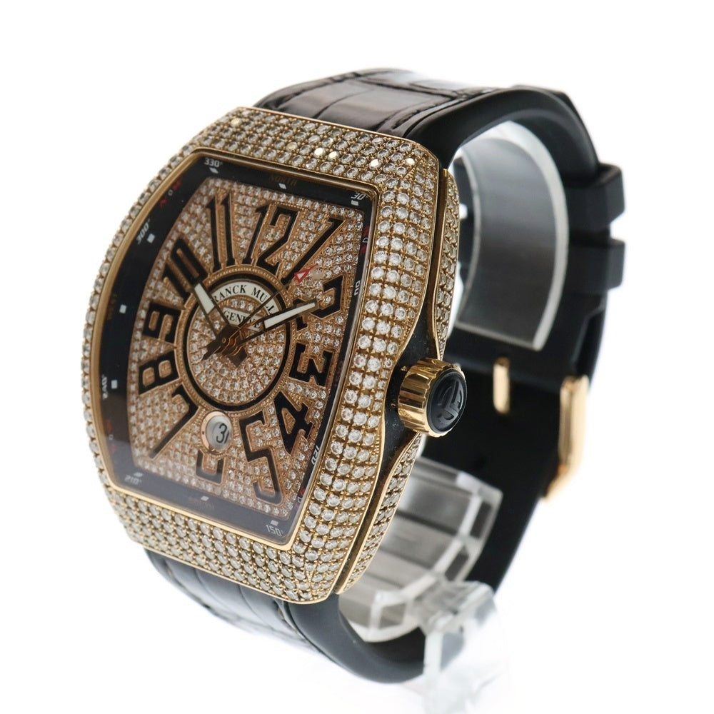 FRANCK MULLER(フランクミュラー) ヴァンガード 全面アフターダイヤ V45 SC DT 腕時計 ブラック/ピンクゴールド