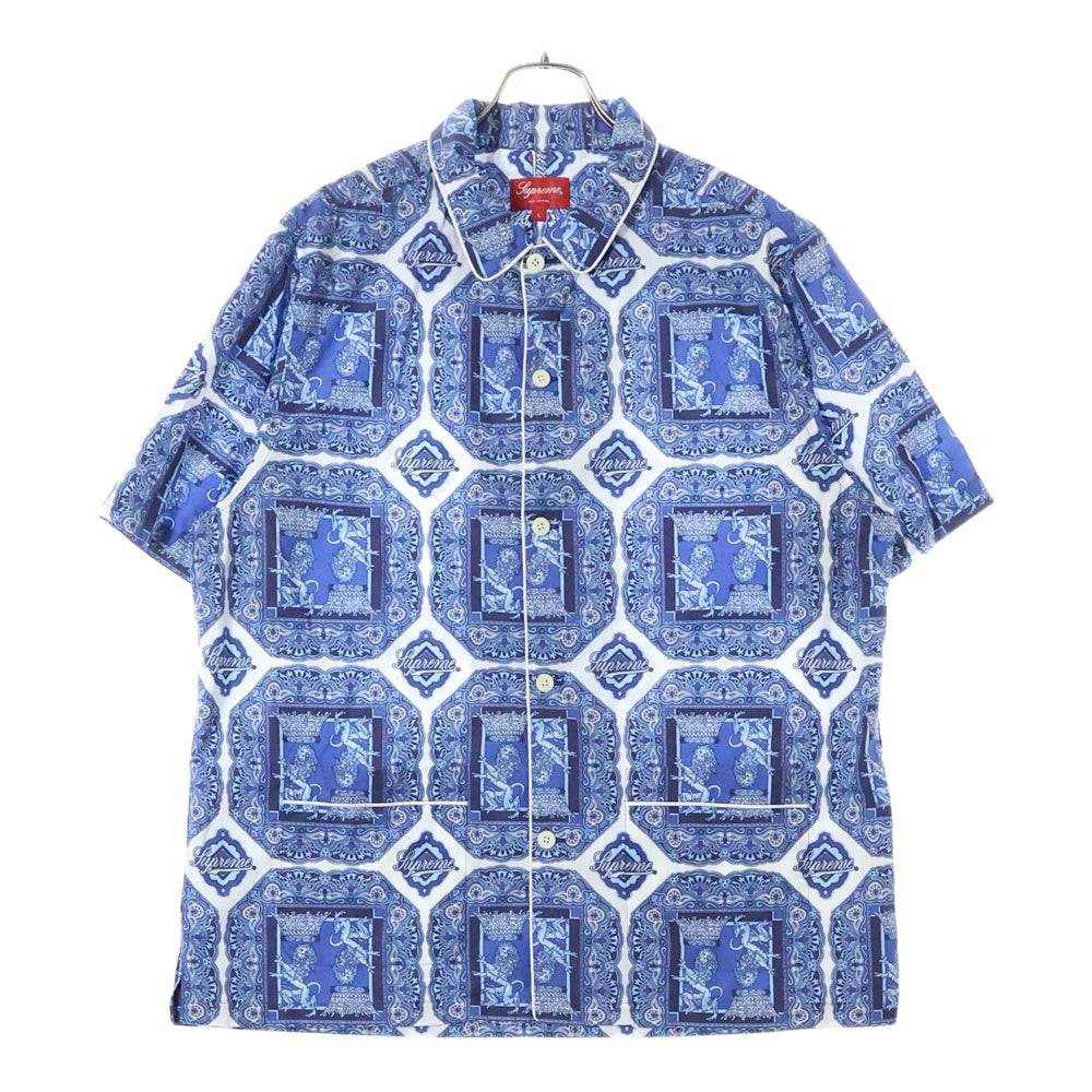 SUPREME(シュプリーム) 22SS Regency Pajama レジェンシーパジャマ 総柄半袖シャツ パンツ ブルー