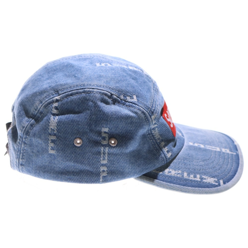 SUPREME(シュプリーム) 20AW Logo Stripe Jacquard Denim Camp Cap ロゴストライプ ジャガード デニムキャンプキャップ 帽子 インディゴ