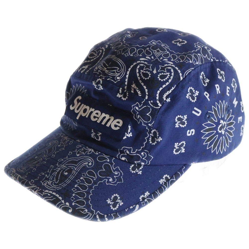 SUPREME(シュプリーム) 21SS Bandana Camp Cap ボックスロゴ バンダナ キャンプキャップ 帽子 ネイビー