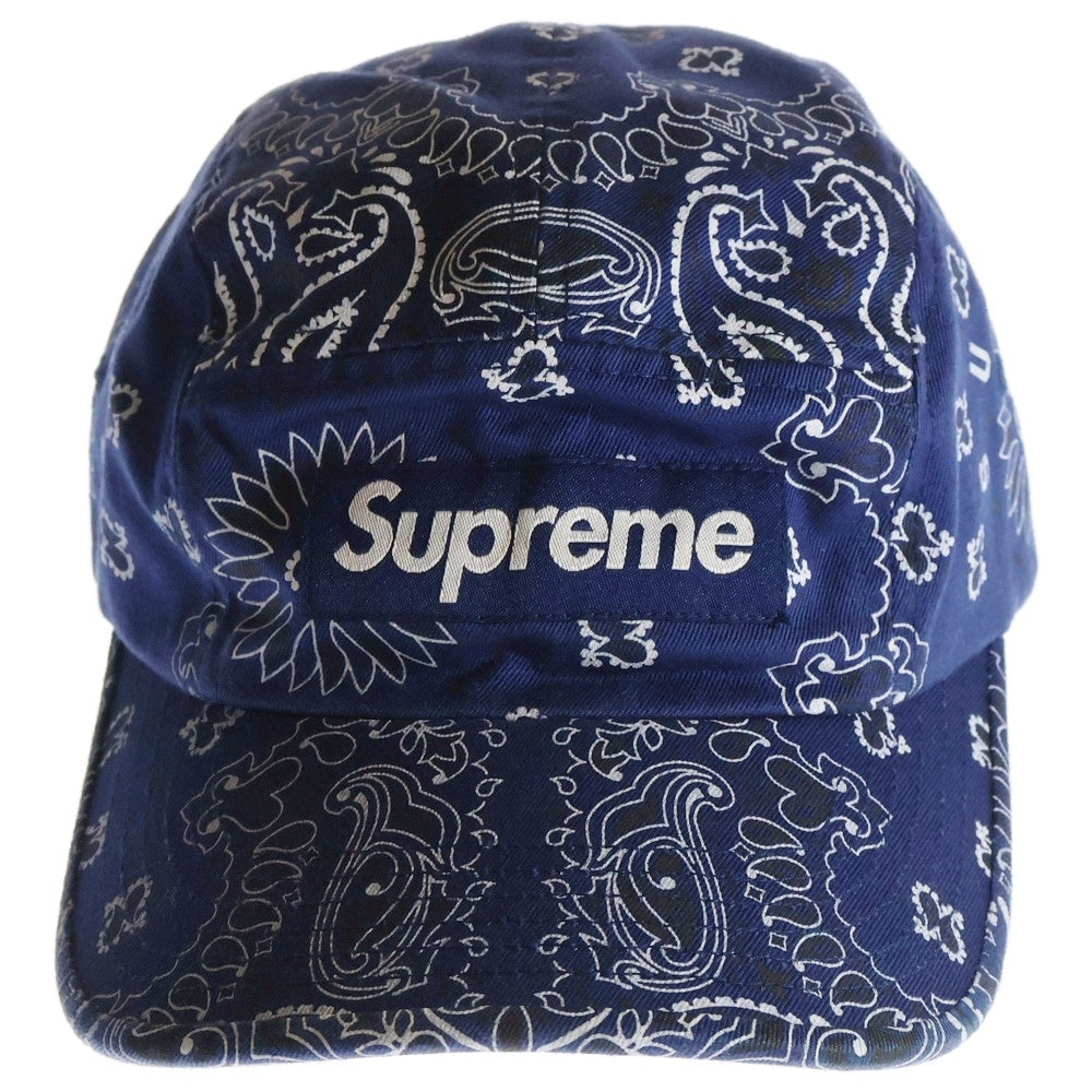 SUPREME(シュプリーム) 21SS Bandana Camp Cap ボックスロゴ バンダナ キャンプキャップ 帽子 ネイビー