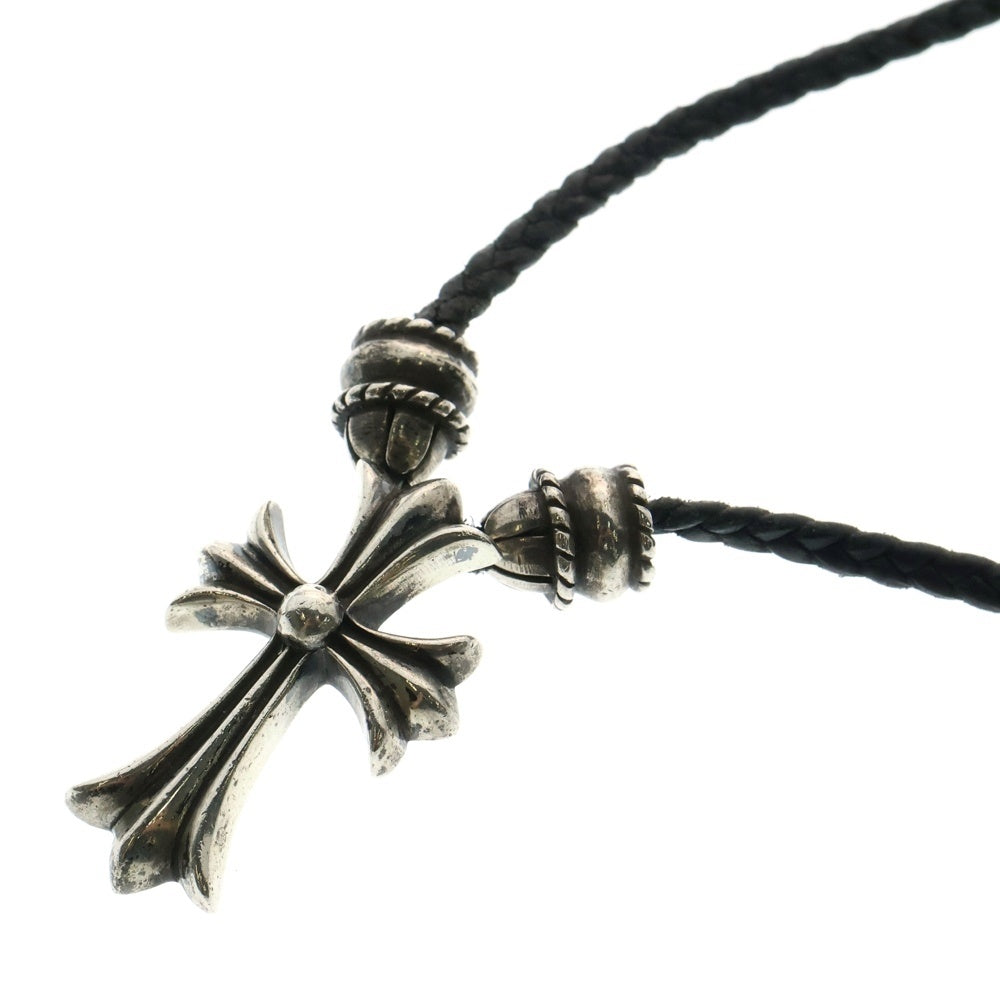 CHROME HEARTS(クロムハーツ) CH CRS SML CL スモールCHクロス クリンプト レザーブレイド ネックレス シルバー/ブラック BCA217