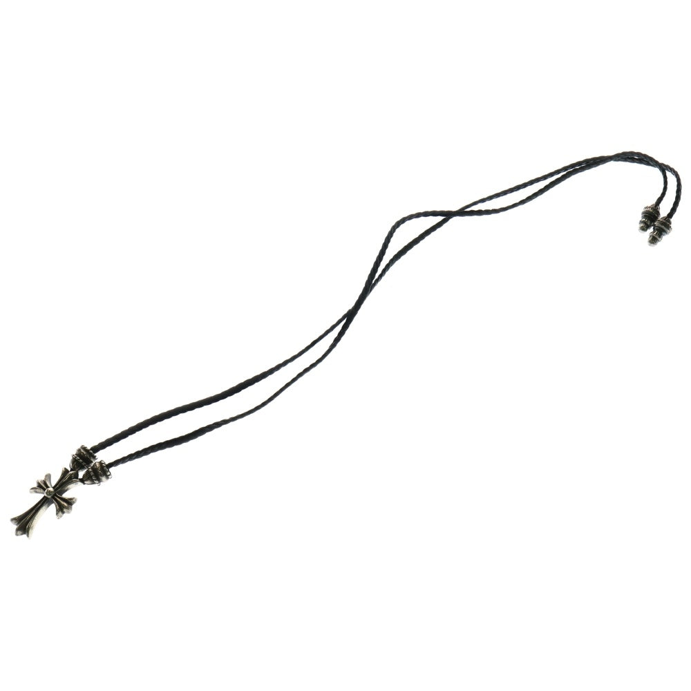 CHROME HEARTS(クロムハーツ) CH CRS SML CL スモールCHクロス クリンプト レザーブレイド ネックレス シルバー/ブラック BCA217