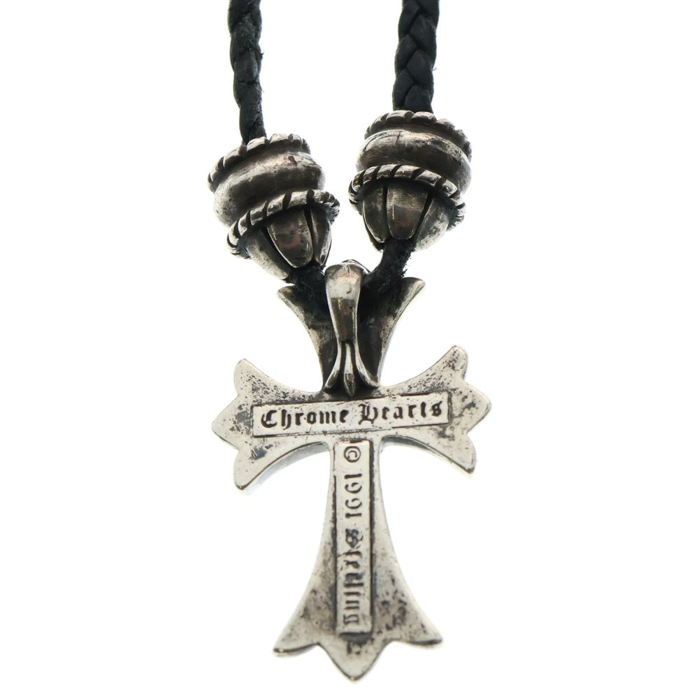 CHROME HEARTS(クロムハーツ) CH CRS SML CL スモールCHクロス クリンプト レザーブレイド ネックレス シルバー/ブラック BCA217