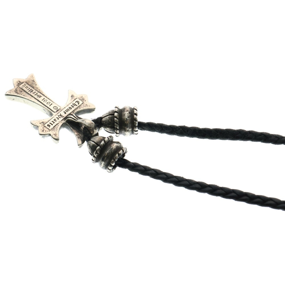 CHROME HEARTS(クロムハーツ) CH CRS SML CL スモールCHクロス クリンプト レザーブレイド ネックレス シルバー/ブラック BCA217