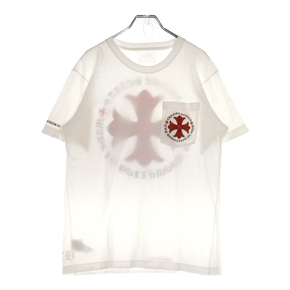 CHROME HEARTS(クロムハーツ) RED CROSS BALL TEE バックプリント 半袖Tシャツ カットソー ホワイト/レッド