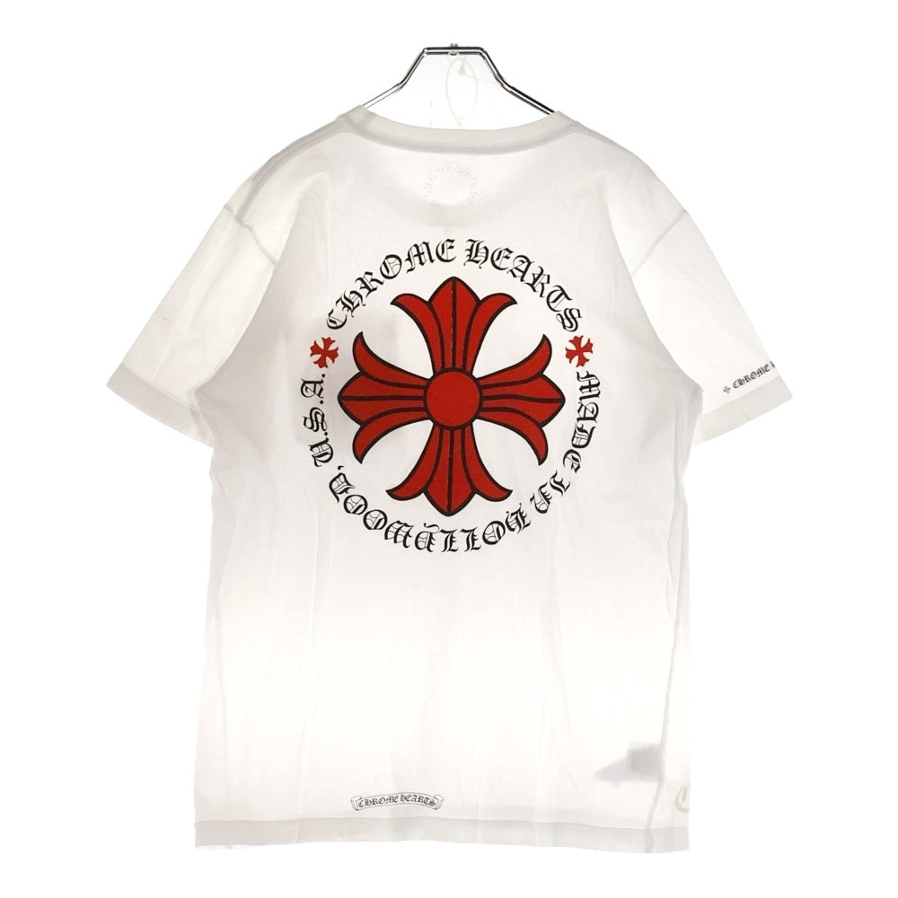 CHROME HEARTS(クロムハーツ) RED CROSS BALL TEE バックプリント 半袖Tシャツ カットソー ホワイト/レッド