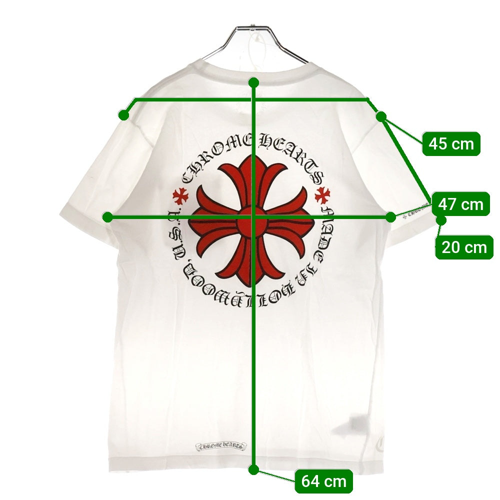 CHROME HEARTS(クロムハーツ) RED CROSS BALL TEE バックプリント 半袖Tシャツ カットソー ホワイト/レッド