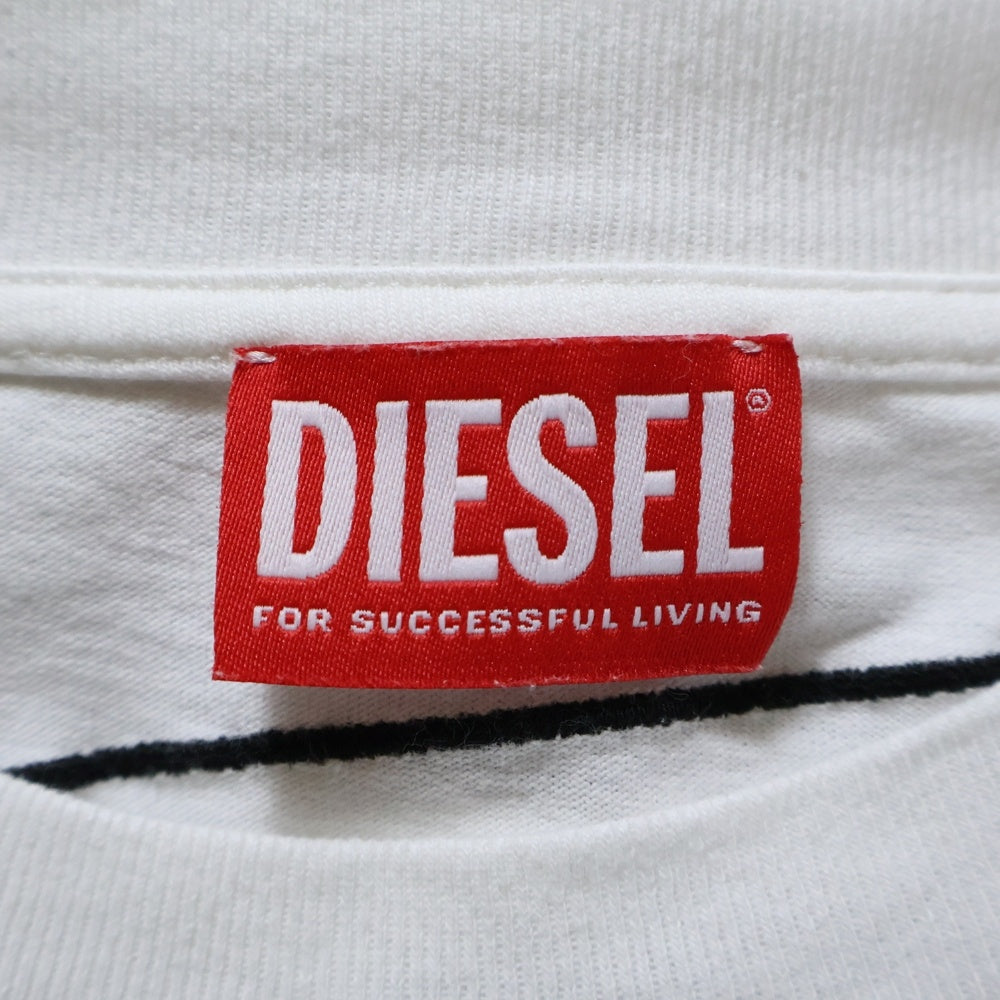 DIESEL(ディーゼル) フロントロゴ刺繍 半袖Tシャツ カットソー ホワイト A11302-0HGAM