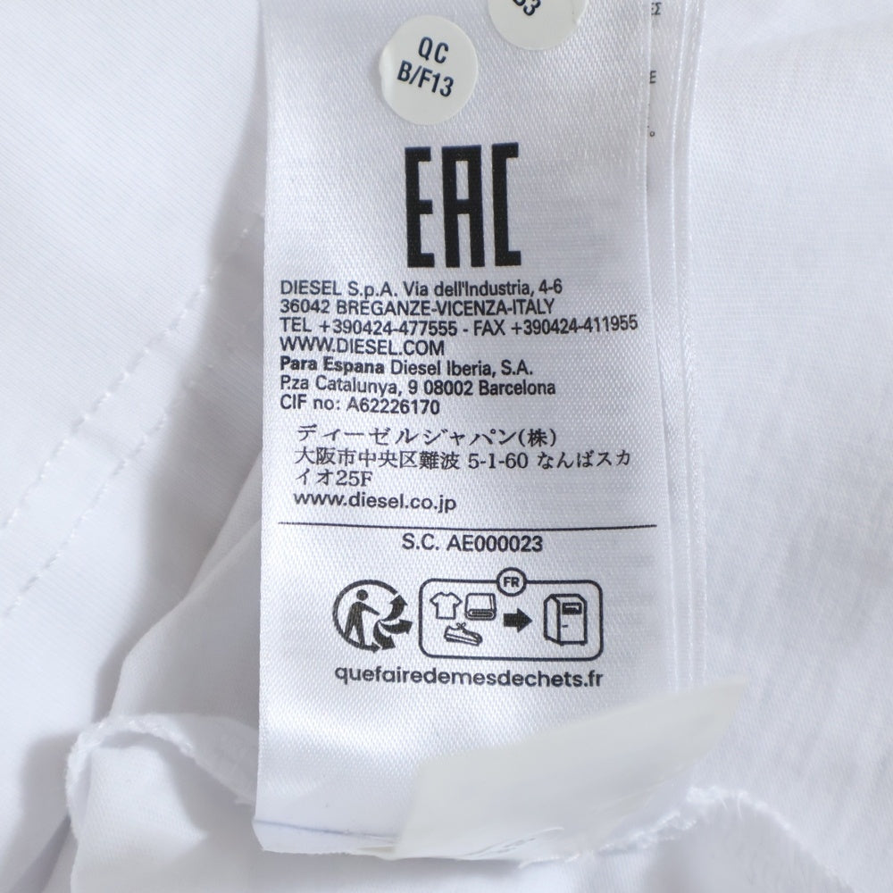 DIESEL(ディーゼル) アームデザイン Dロゴ ロングスリーブ 長袖Tシャツ ロンT ホワイト A11370