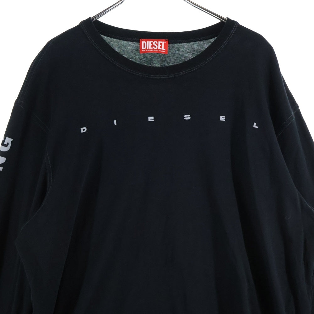 DIESEL(ディーゼル) JUST LS N7 ロゴプリント ロングスリーブ 長袖Tシャツ ブラック A12288
