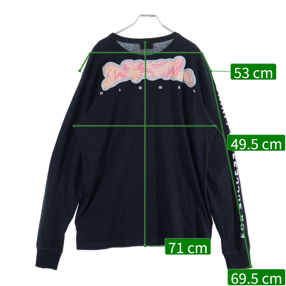 DIESEL(ディーゼル) JUST LS N7 ロゴプリント ロングスリーブ 長袖Tシャツ ブラック A12288