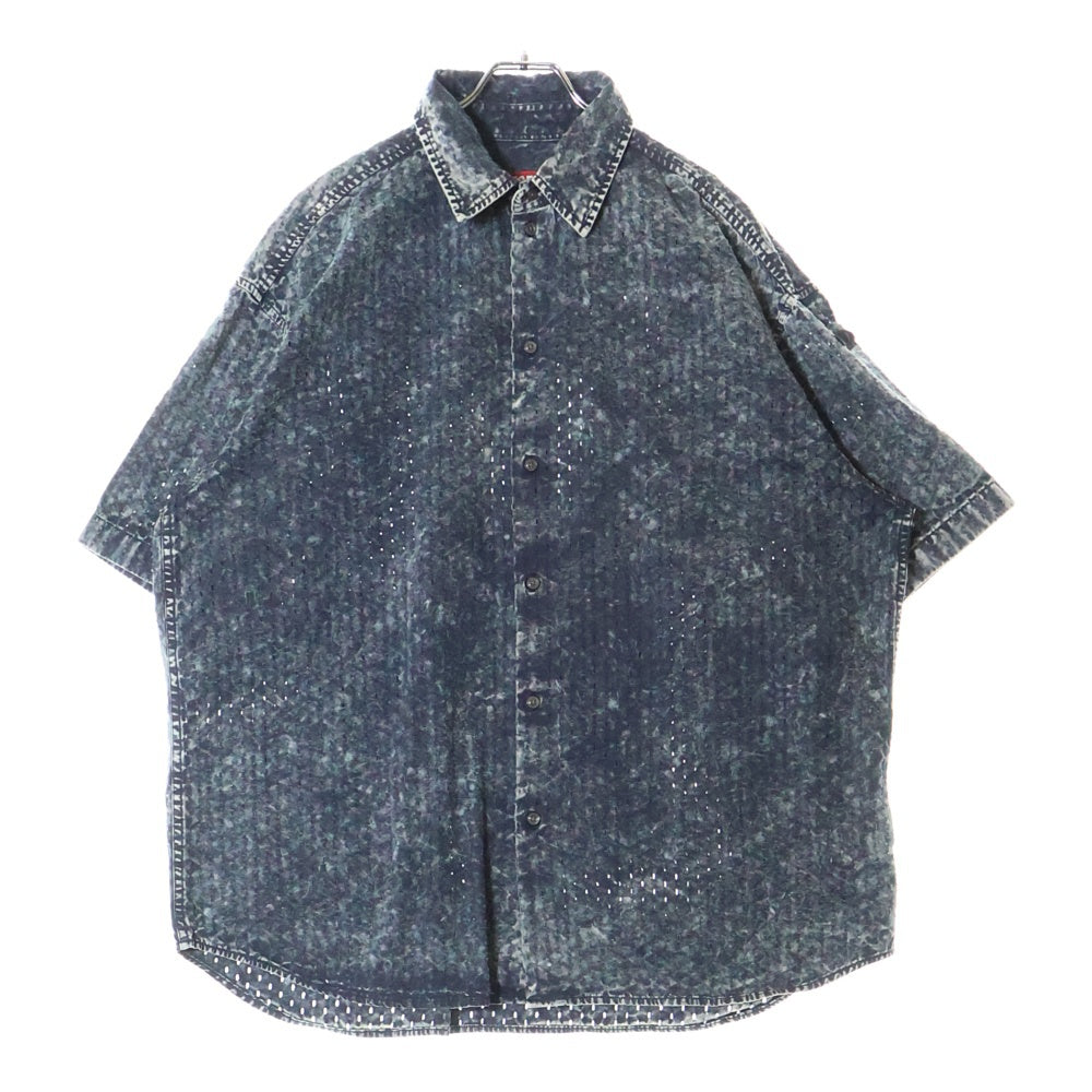 DIESEL(ディーゼル) 24SS S-LAZER short sleeve shirtレーザー加工 ダメージ Dロゴ ショートスリーブ 半袖シャツ グレー A12967