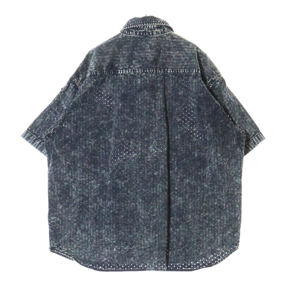 DIESEL(ディーゼル) 24SS S-LAZER short sleeve shirtレーザー加工 ダメージ Dロゴ ショートスリーブ 半袖シャツ グレー A12967