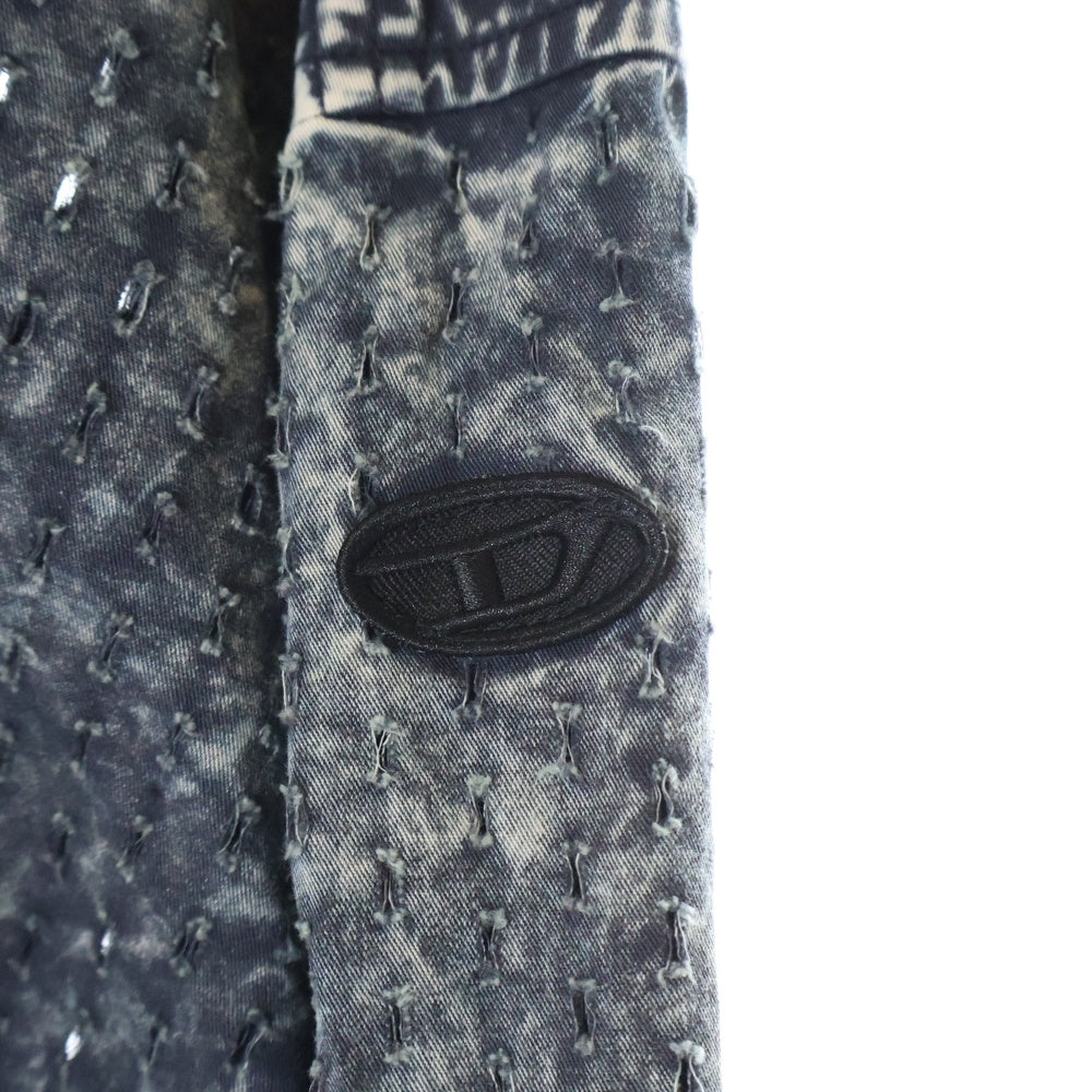 DIESEL(ディーゼル) 24SS S-LAZER short sleeve shirtレーザー加工 ダメージ Dロゴ ショートスリーブ 半袖シャツ グレー A12967