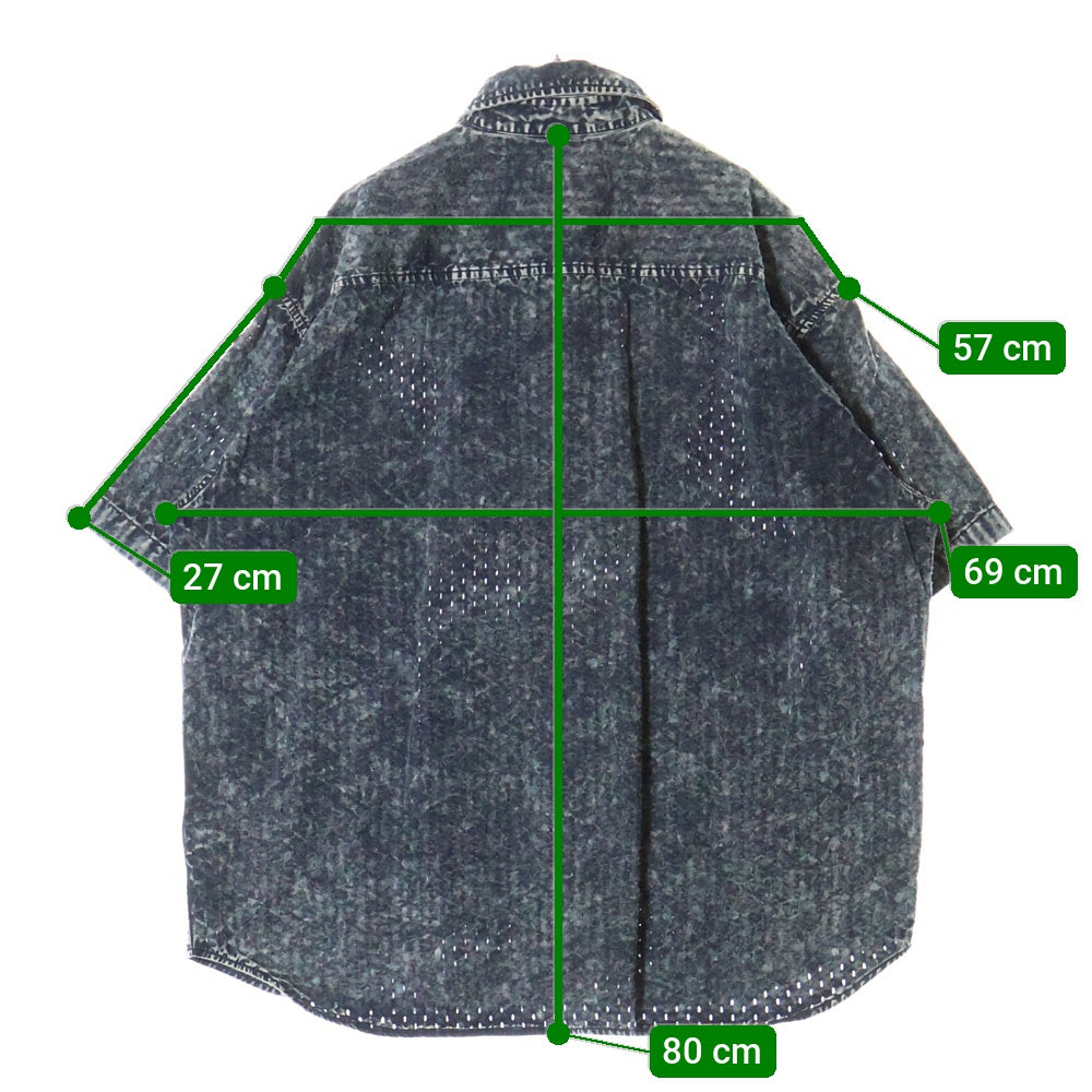 DIESEL(ディーゼル) 24SS S-LAZER short sleeve shirtレーザー加工 ダメージ Dロゴ ショートスリーブ 半袖シャツ グレー A12967