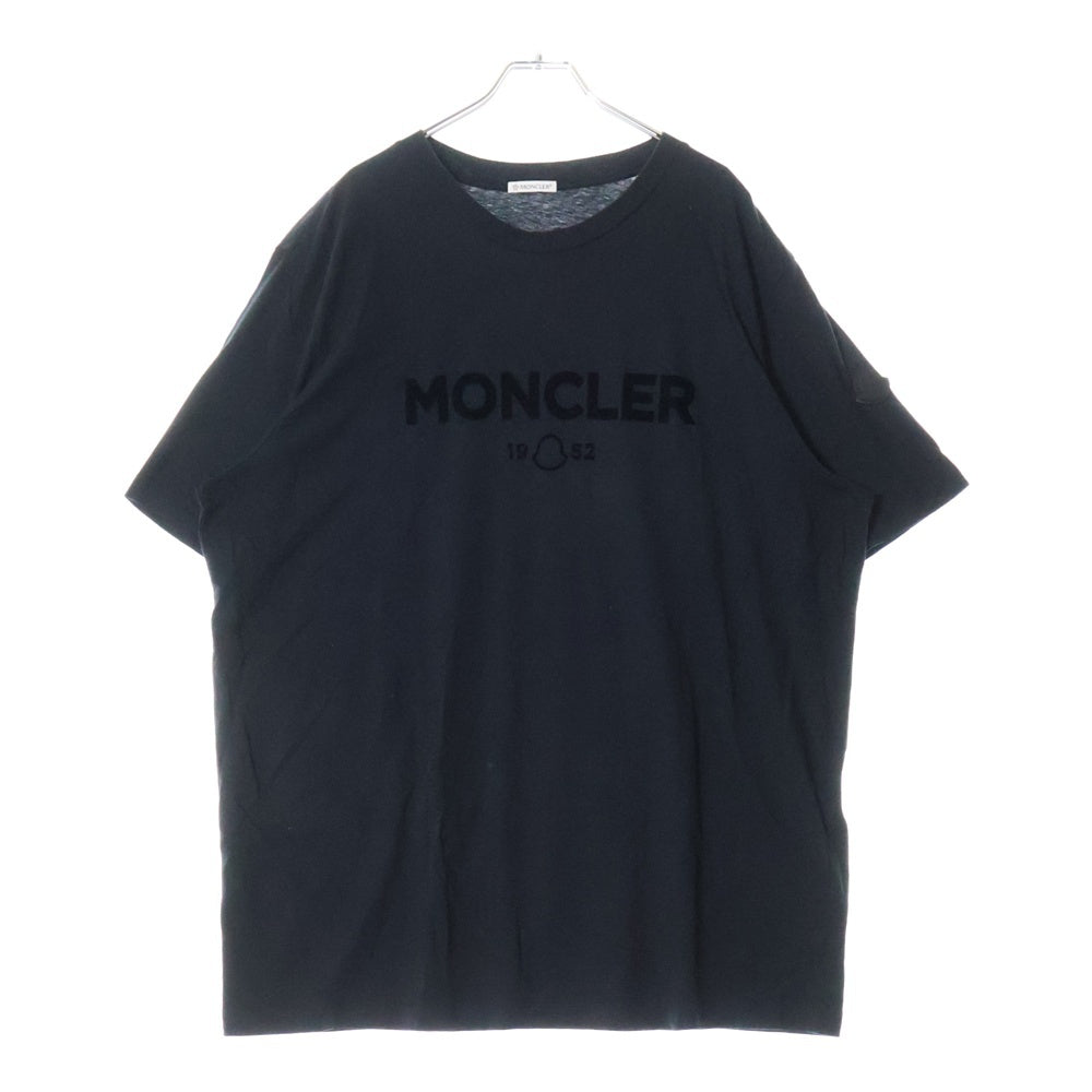 MONCLER(モンクレール) フロント ロゴ プリント クルーネック 半袖Tシャツ カットソー ブラック J20918C00004 83927