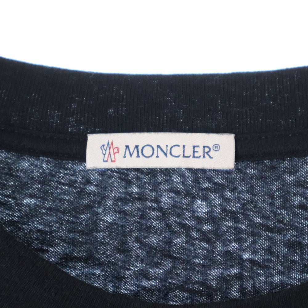 MONCLER(モンクレール) フロント ロゴ プリント クルーネック 半袖Tシャツ カットソー ブラック J20918C00004 83927