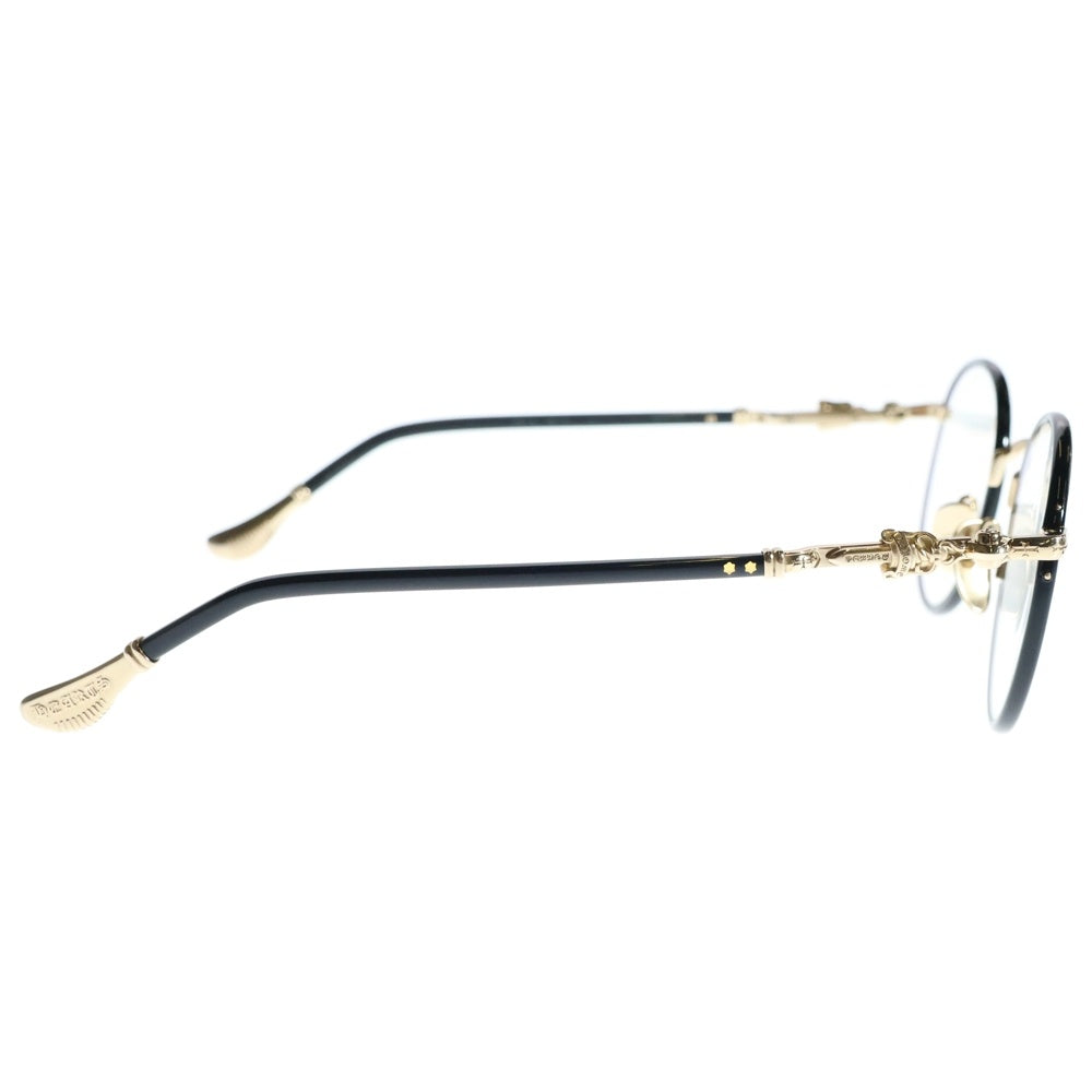 CHROME HEARTS(クロムハーツ) FIRKIN サイドダガーテンプルラウンドフレーム サングラス メガネ ブラック/ゴールド