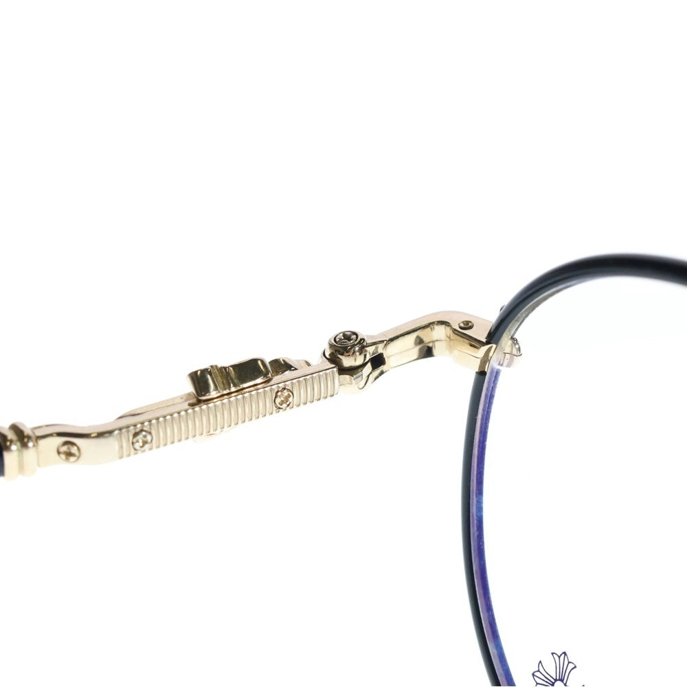 CHROME HEARTS(クロムハーツ) FIRKIN サイドダガーテンプルラウンドフレーム サングラス メガネ ブラック/ゴールド