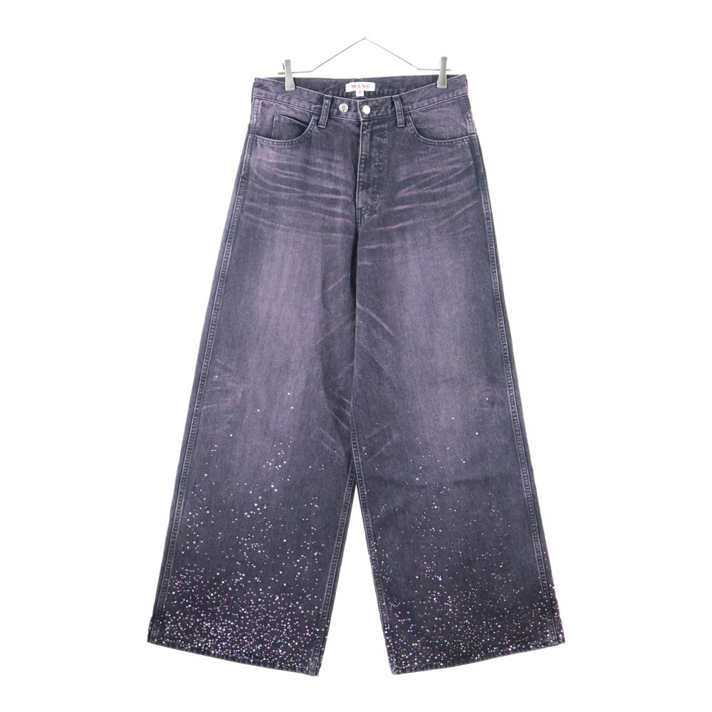 MASU(エムエーエスユー) 24AW MASU BOYS STARDUST BAGGY JEAN ラインストーン スターダスト バギーパンツ パープル SMBFW-PTB224C