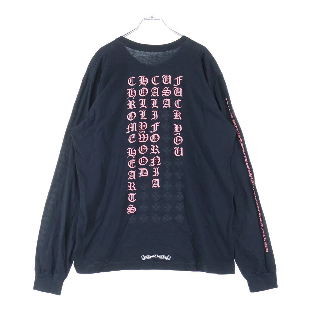 CHROME HEARTS(クロムハーツ) Back Lettering Logo バックプリント ロゴ ロンT 長袖カットソー ブラック/ピンク