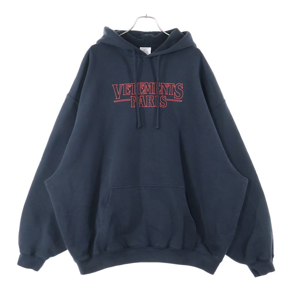 VETEMENTS(ヴェトモン) 24AW PARIS LOGO パリロゴ刺繍 スウェット プルオーバーパーカー ブラック UA65HD300B