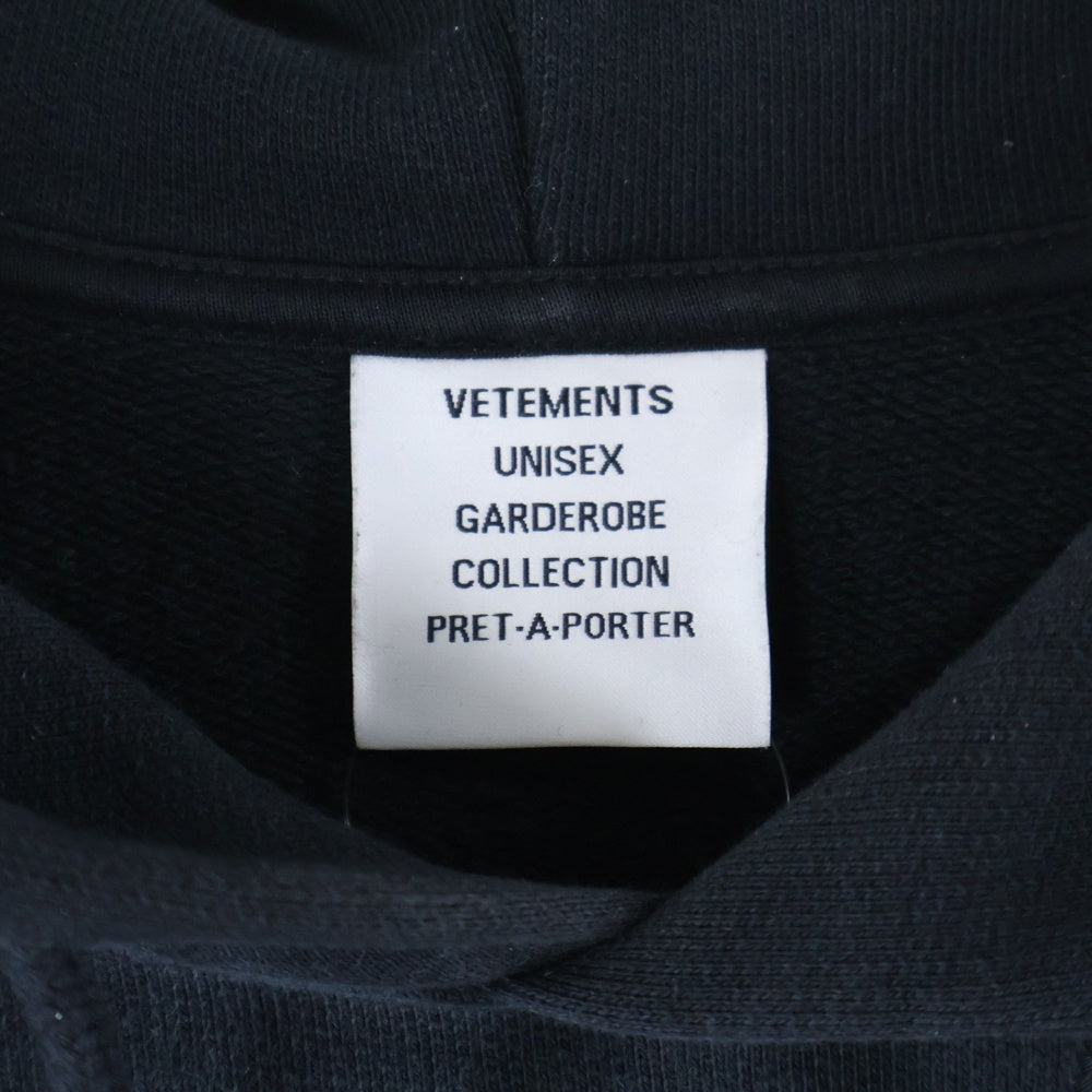 VETEMENTS(ヴェトモン) 24AW PARIS LOGO パリロゴ刺繍 スウェット プルオーバーパーカー ブラック UA65HD300B