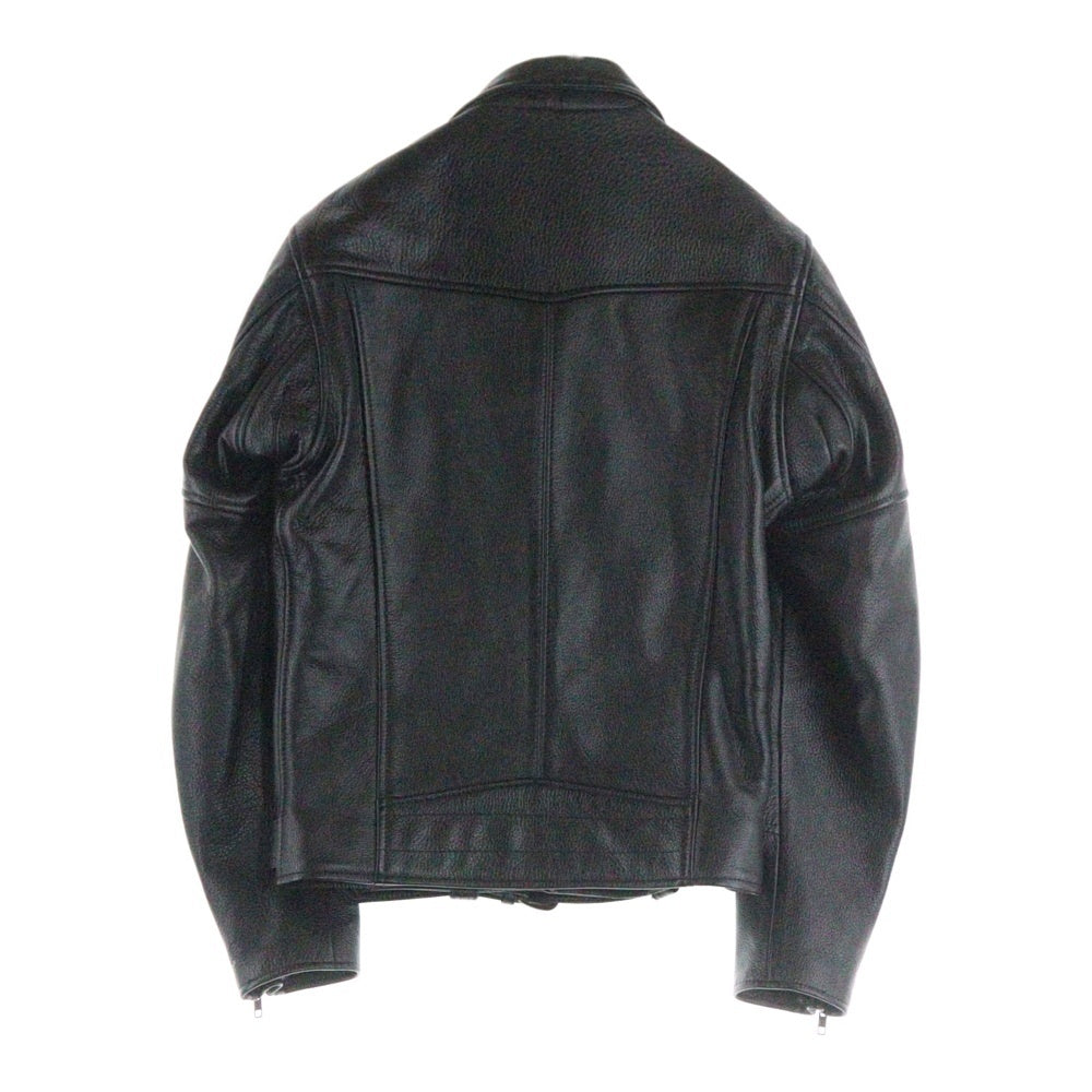 NO BRAND(ノーブランド) ジップアップ ダブル ライダースジャケット ブラック
