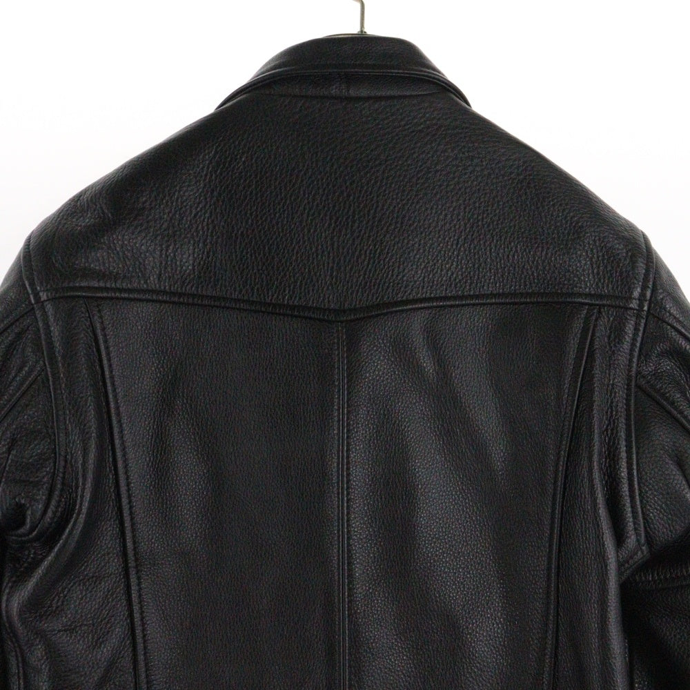 NO BRAND(ノーブランド) ジップアップ ダブル ライダースジャケット ブラック