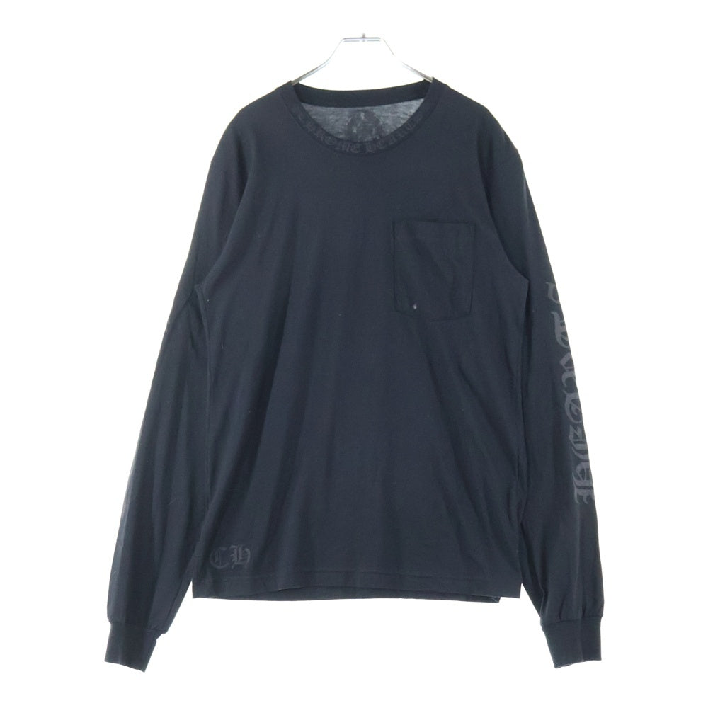CHROME HEARTS(クロムハーツ) Neck Logo ネックロゴ アームプリント ロングスリーブ L/S 長袖 ポケットTシャツ カットソー ブラック