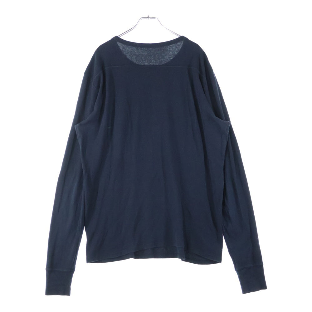 CHROME HEARTS(クロムハーツ) Thermal L/S TEE レザーパッチ スクロールラベル サーマル クルーネック長袖Tシャツカットソー ロングスリーブ ロンT ブラック