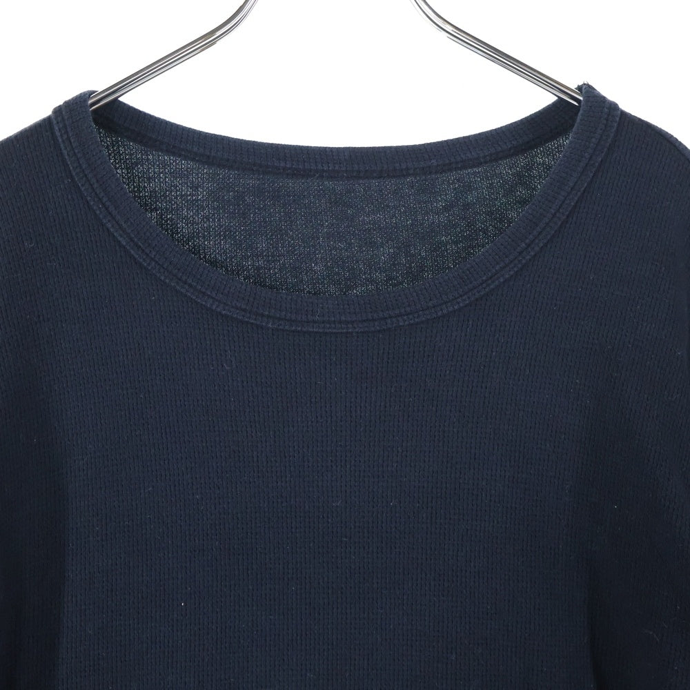 CHROME HEARTS(クロムハーツ) Thermal L/S TEE レザーパッチ スクロールラベル サーマル クルーネック長袖Tシャツカットソー ロングスリーブ ロンT ブラック
