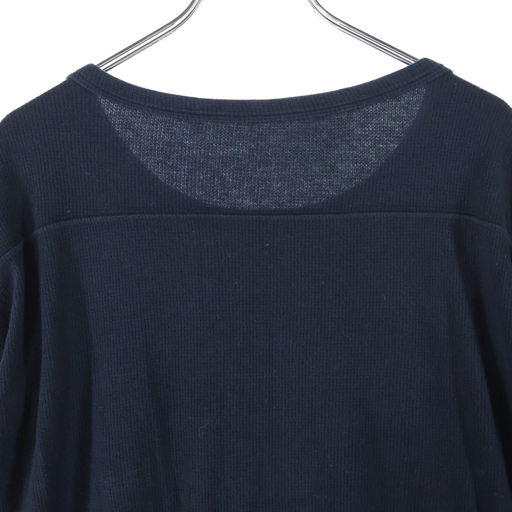 CHROME HEARTS(クロムハーツ) Thermal L/S TEE レザーパッチ スクロールラベル サーマル クルーネック長袖Tシャツカットソー ロングスリーブ ロンT ブラック