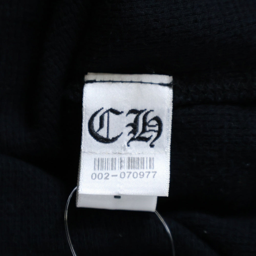 CHROME HEARTS(クロムハーツ) Thermal L/S TEE レザーパッチ スクロールラベル サーマル クルーネック長袖Tシャツカットソー ロングスリーブ ロンT ブラック