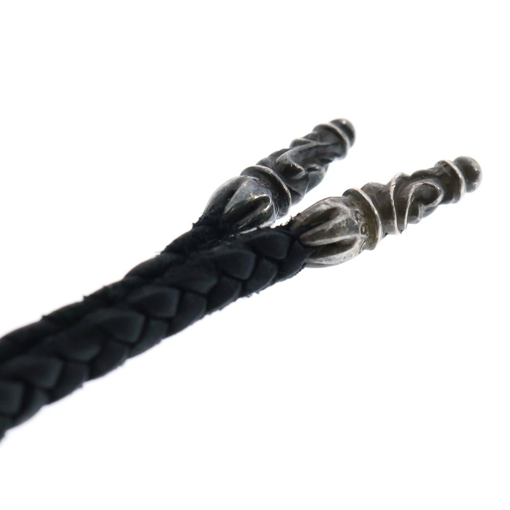CHROME HEARTS(クロムハーツ) LEATHER BRAID SCROLL ネックレス レザーブレイドネックレス ブラック/シルバー BCA377