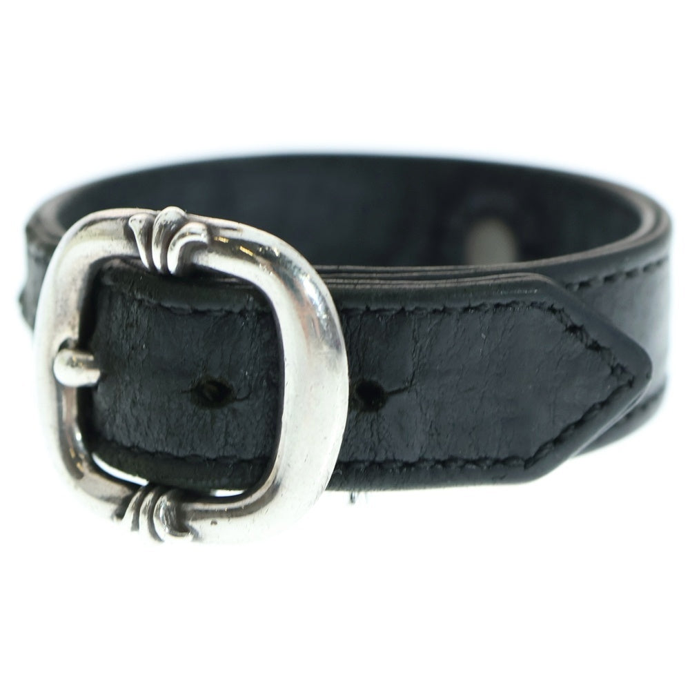 CHROME HEARTS(クロムハーツ) GUNSLINGER ガンスリンガー クロスボール レザーブレスレット ブラック/シルバー BCA146