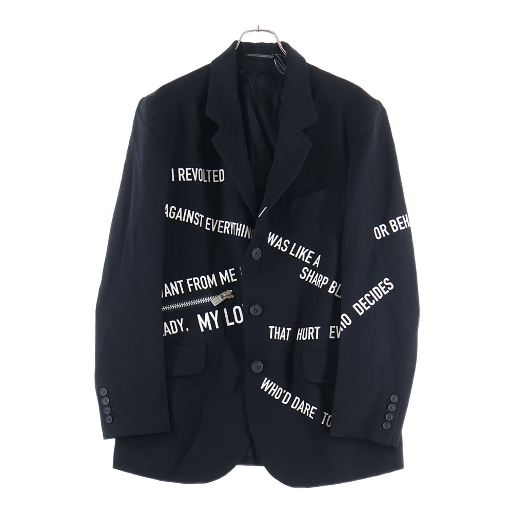 Yohji Yamamoto POUR HOMME(ヨウジヤマモト プールオム) 右脇FあきメッセージJ テーラードジャケット ブラック HX-J25-116