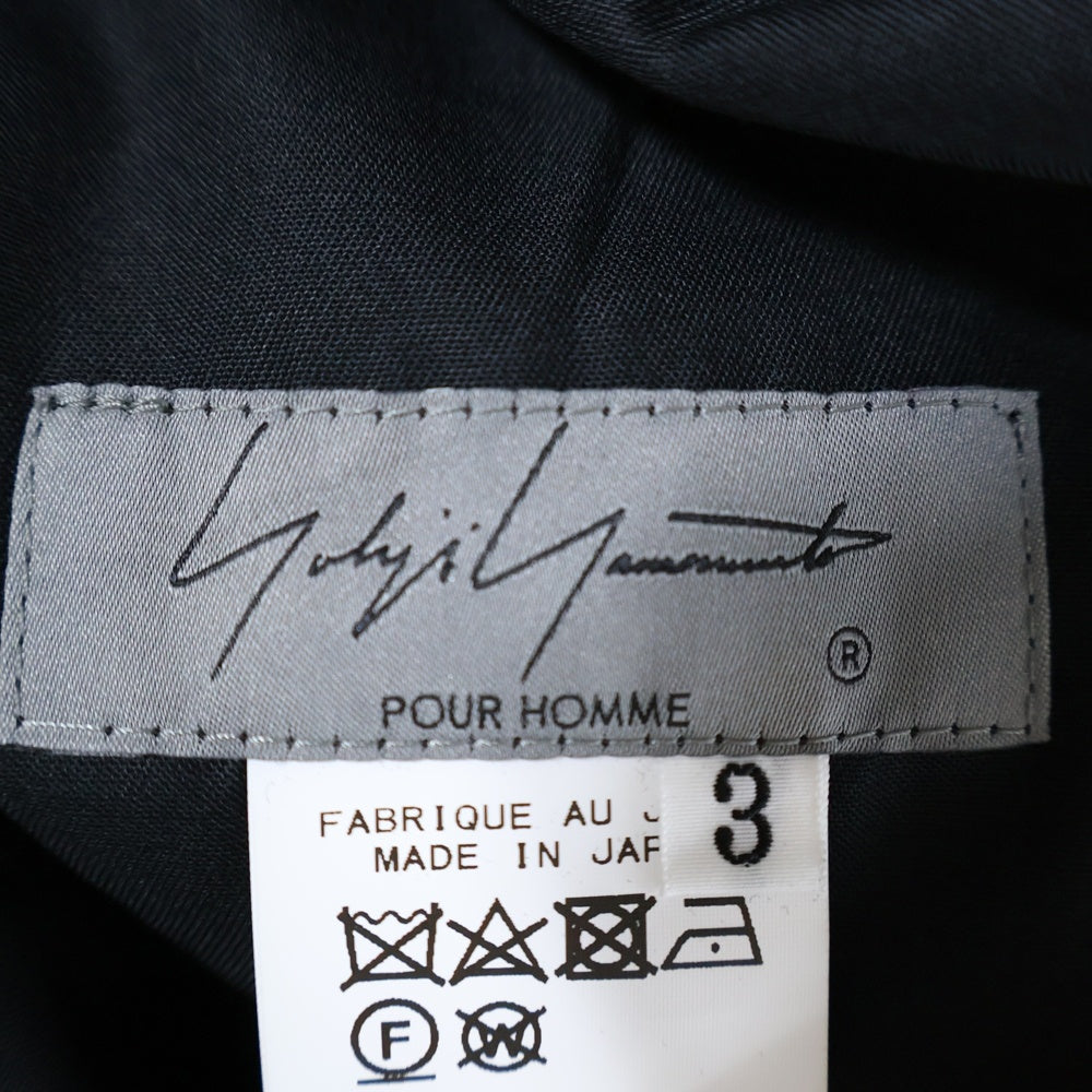 Yohji Yamamoto POUR HOMME(ヨウジヤマモト プールオム) メッセージP 2タックスラックス ブラック HX-P44-116