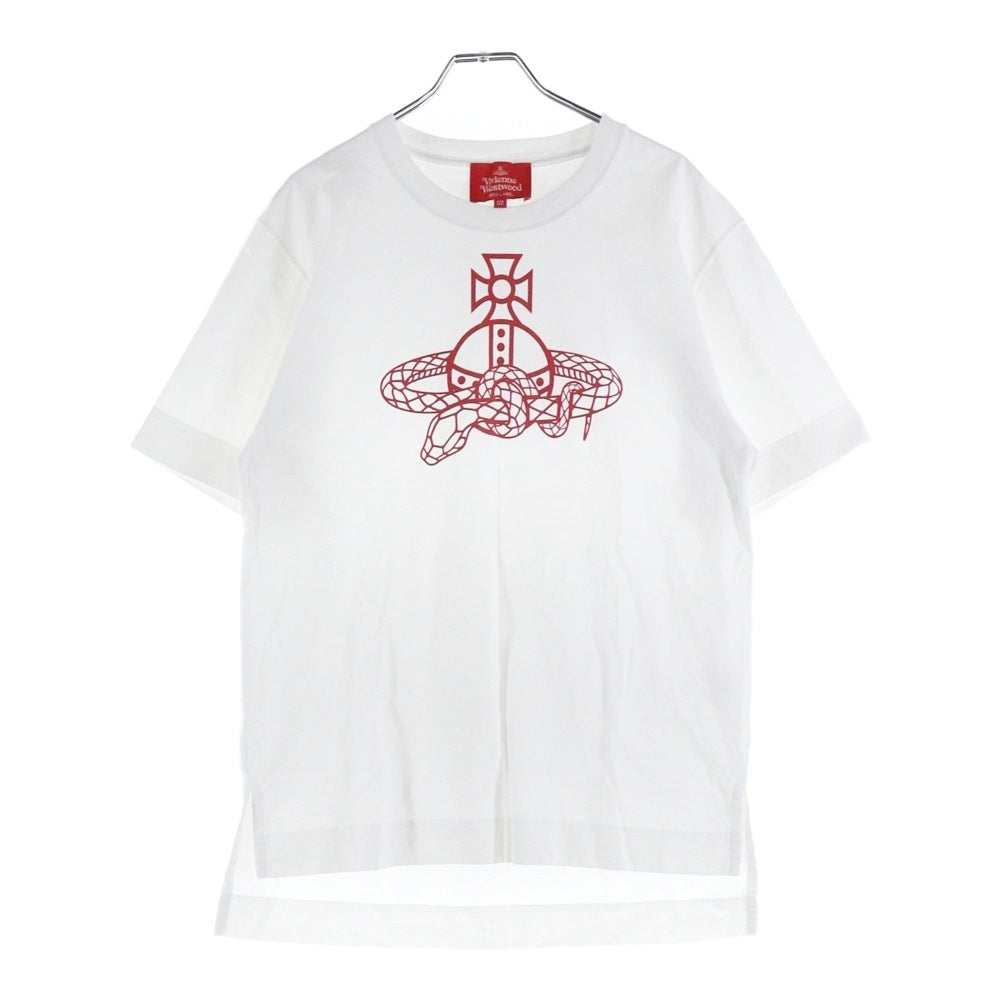 Vivienne Westwood Red Label(ヴィヴィアンウエストウッドレッドレーベル) フロントロゴプリント 半袖Tシャツ カットソー ホワイト/レッド レディース 16-12-351013