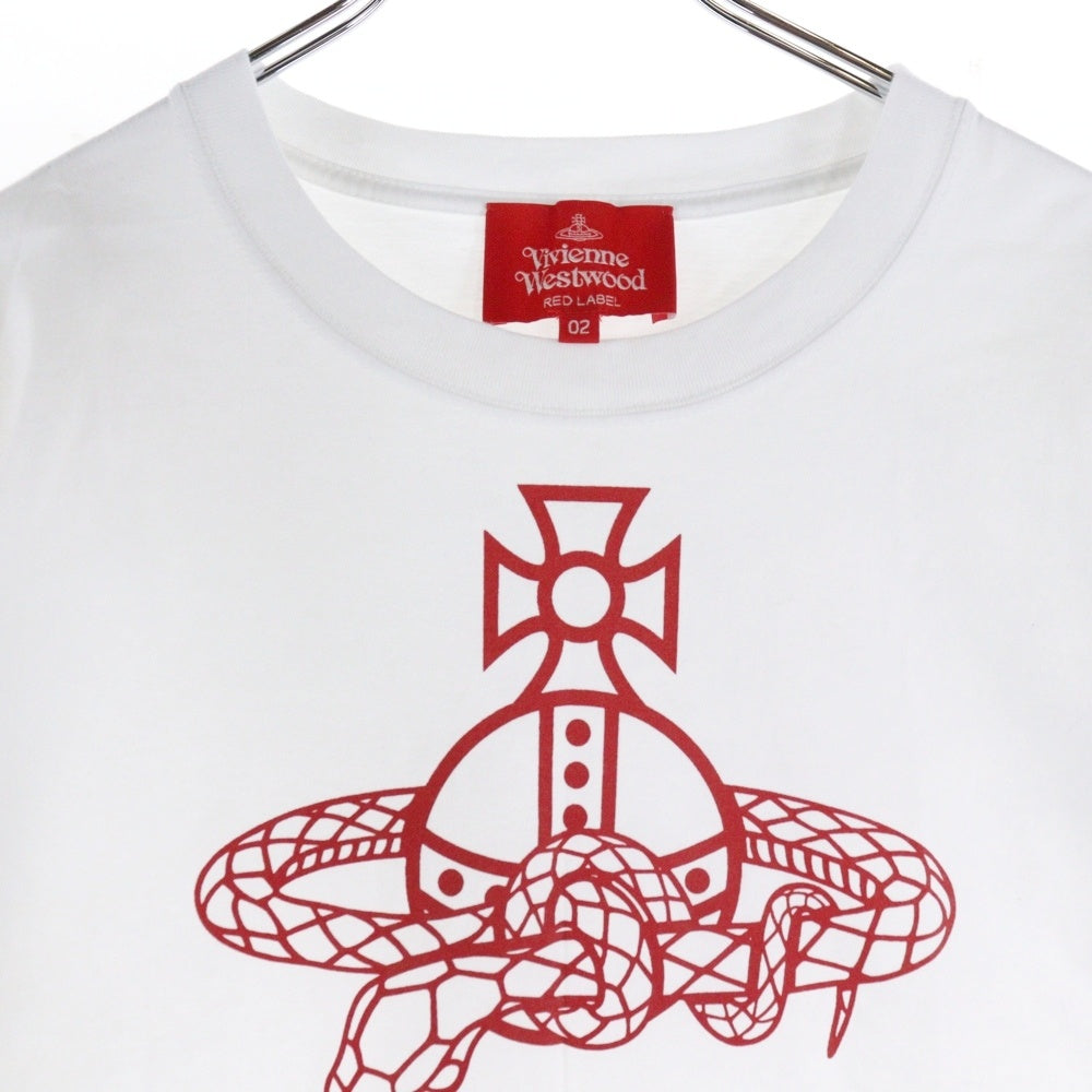 Vivienne Westwood Red Label(ヴィヴィアンウエストウッドレッドレーベル) フロントロゴプリント 半袖Tシャツ カットソー ホワイト/レッド レディース 16-12-351013