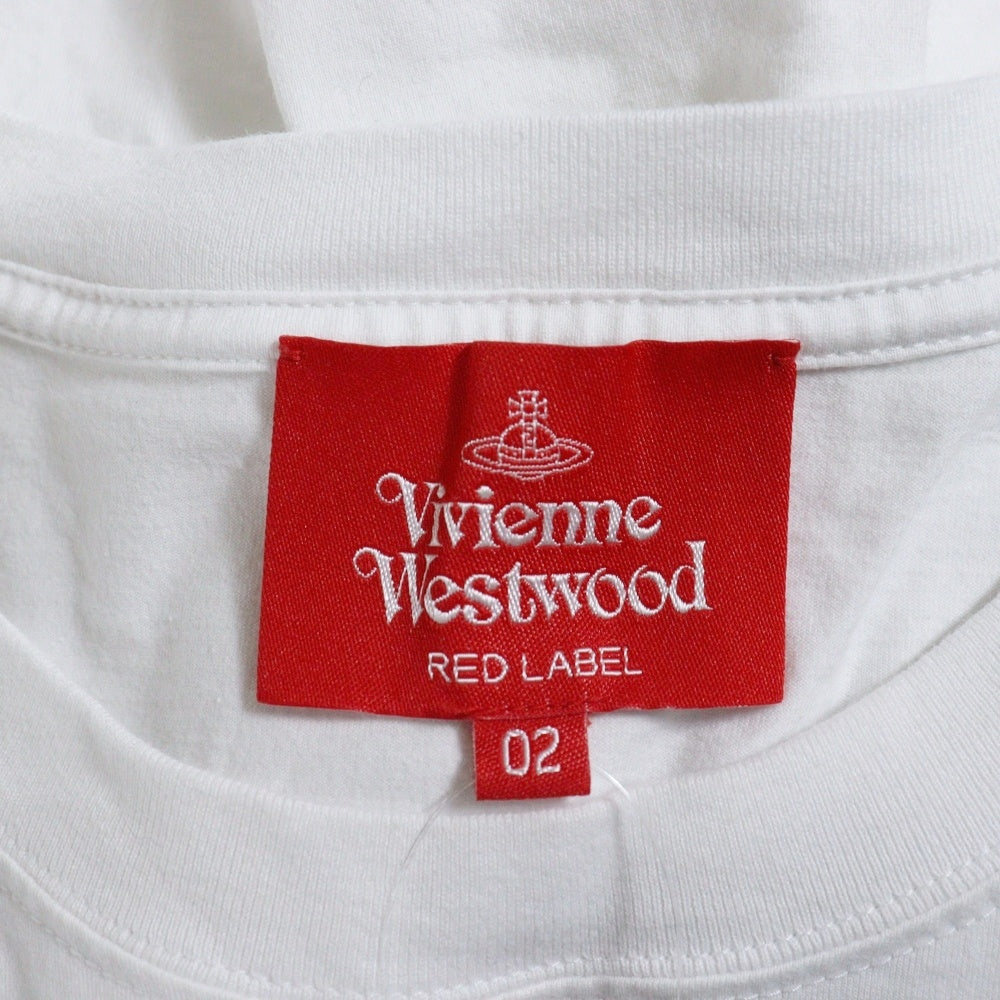 Vivienne Westwood Red Label(ヴィヴィアンウエストウッドレッドレーベル) フロントロゴプリント 半袖Tシャツ カットソー ホワイト/レッド レディース 16-12-351013